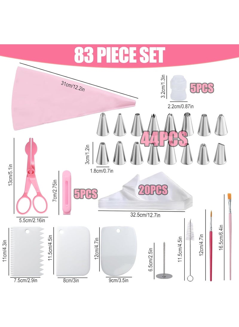 TAYYIB NOOR 83-Piece Premium Cake Decorating Set, Icing Piping Kit with Stainless Steel Tips, Pastry Bags, Turntable & Scraper, Reusable for Arabic Sweets (Kunafa/Baklava), Wedding, Cupcakes, Cookies - Image 2