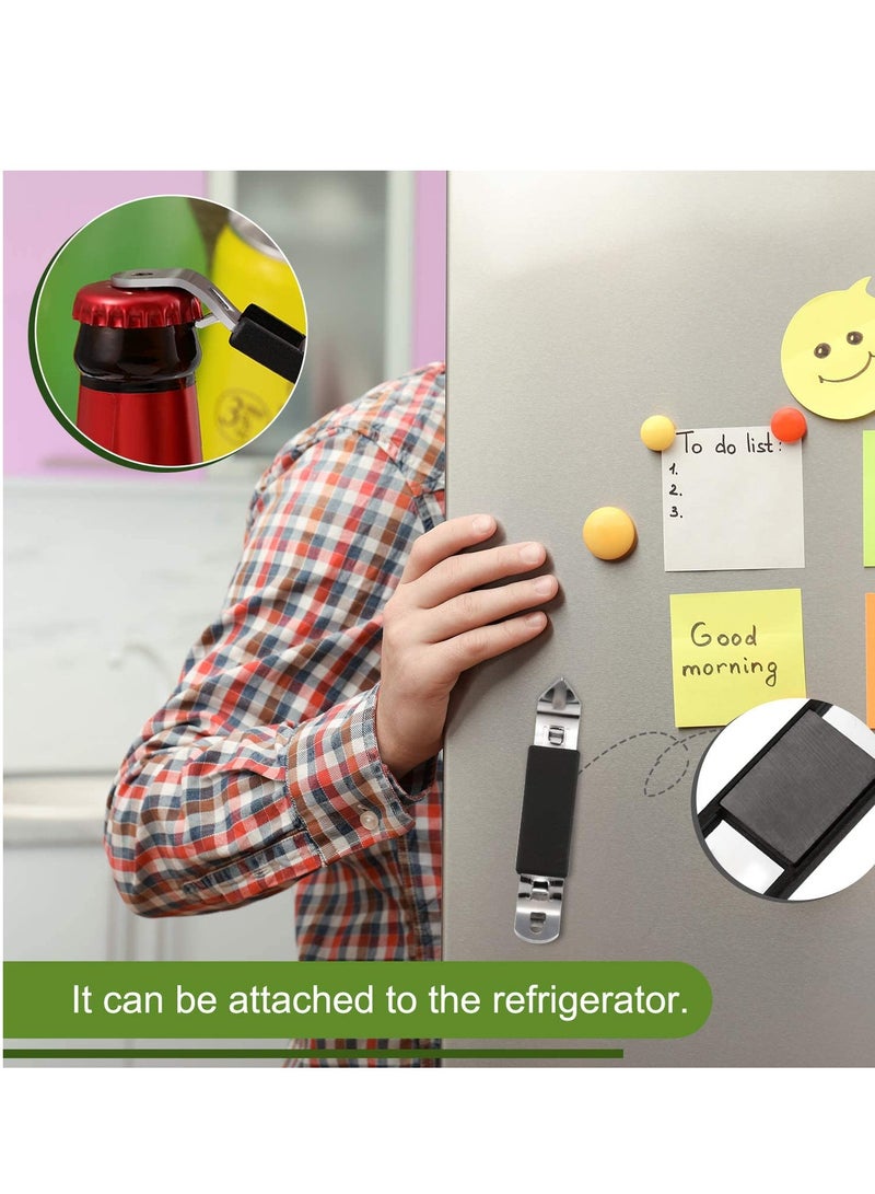 SYOSI Magnetic Bottle Openers Can Opener Classic Opener Stainless Steel Small Hand Held Bottle Opener Can Tapper with Magnet for Cans Beverages, Refrigerator, Camping and Traveling Black,4 Pieces  - Image 4