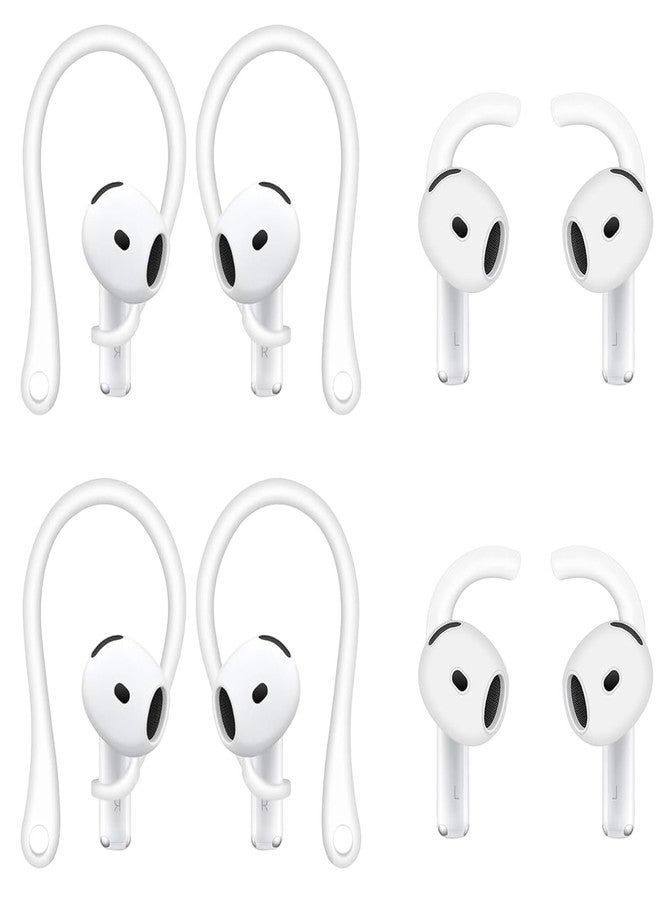 ALXCD Ear Hooks Compatible with AirPods 4 4th Gen, 2 Pair Anti-Slip Soft Rubber Earhook, 2 Pairs Silicon Ear Tips Hook, Compatible with AirPods 4 2+2 Pairs 722 Whtie - Image 1