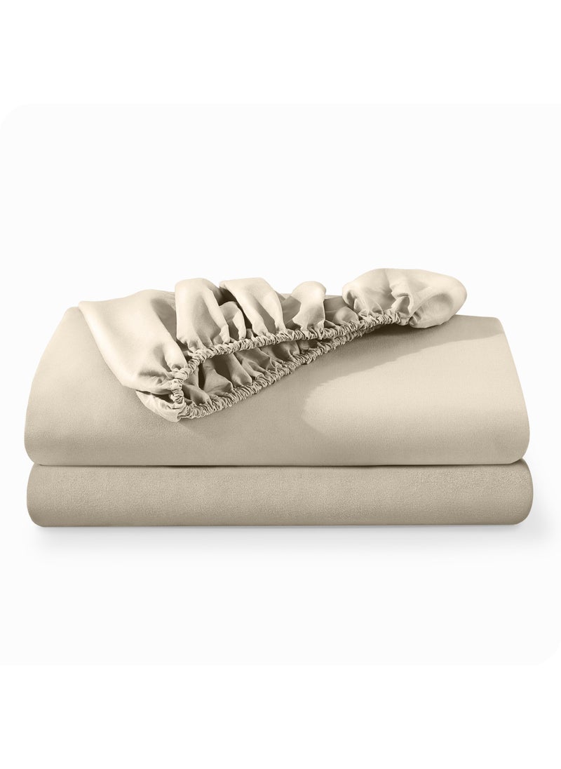 Bare Home Bare Home 2-Pack Fitted Bottom Sheets King - Premium 1800 Ultra-Soft Wrinkle Resistant Microfiber - Deep Pocket (King  Sand)  - Image 1