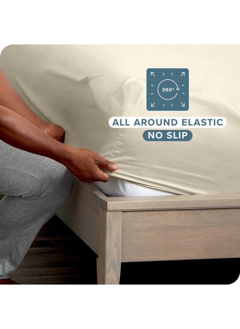 Bare Home Bare Home 2-Pack Fitted Bottom Sheets King - Premium 1800 Ultra-Soft Wrinkle Resistant Microfiber - Deep Pocket (King  Sand)  - Image 3