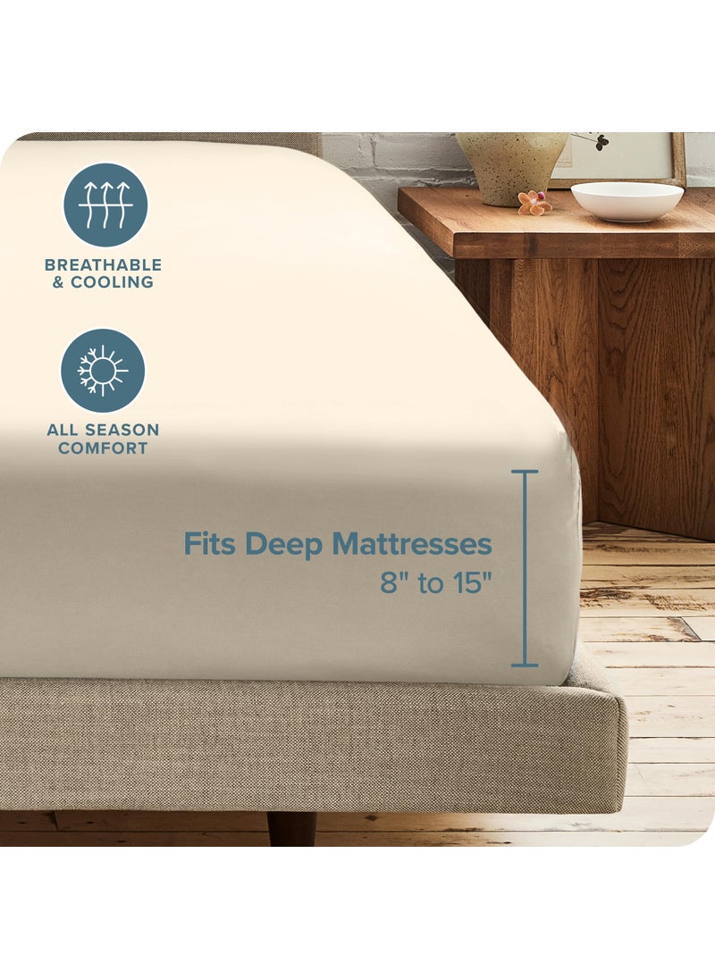 Bare Home Bare Home 2-Pack Fitted Bottom Sheets King - Premium 1800 Ultra-Soft Wrinkle Resistant Microfiber - Deep Pocket (King  Sand)  - Image 4