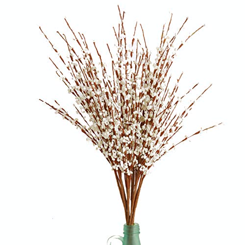 MISSWARM 10 Pieces 29.5" Long of Artificial Flowers Fake Flowers, Artificial Flowers for Wedding Home Office Party Hotel Indoor or Yard Decoration(White) (10, White) - Image 1