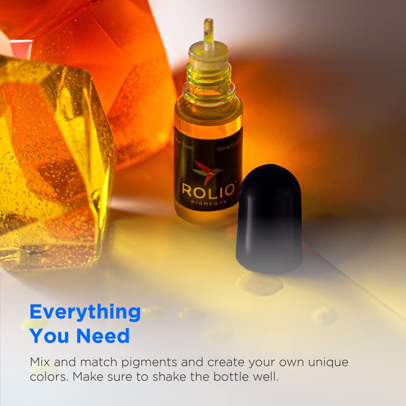 Rolio Pigments Resin Liquid Pigment Translucent Colors - 24 Vibrant Colors for Epoxy Resin, Jewelry Making, Acrylic Paint, Art, DIY Crafts Production, Garment Accessories - 0.33 oz/10 ml Each - Image 3