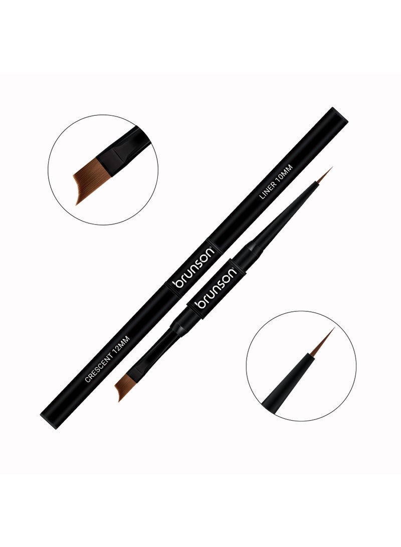 Nail Art Brush | Brunson 2-in-1 Dual Side | Crescent #12 & 10mm Liner Brush, Gel Polish & Gel Nail Art Brush, Nail Painting, Nail Detailing, Fine Line, French Nail Art, Acrylic Nail Design, Manicure & Professional Nail Art Tools