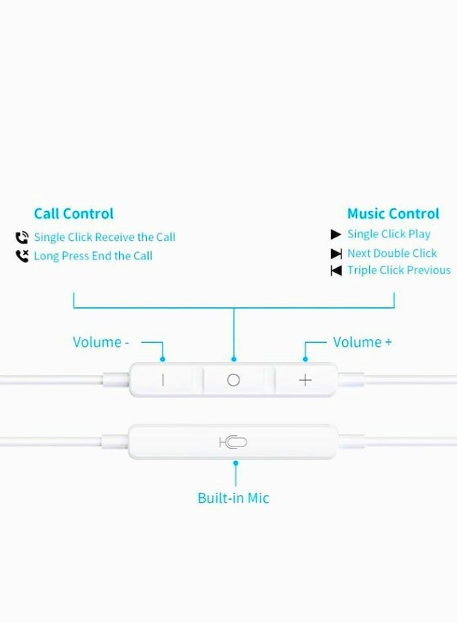 USB-C Wired Handsfree Earphones – High-Fidelity In-Ear Headphones with Built-in Microphone & Volume Control	Compatible with iPad Pro, Samsung Galaxy, Pixel & USB-C Devices - Image 4