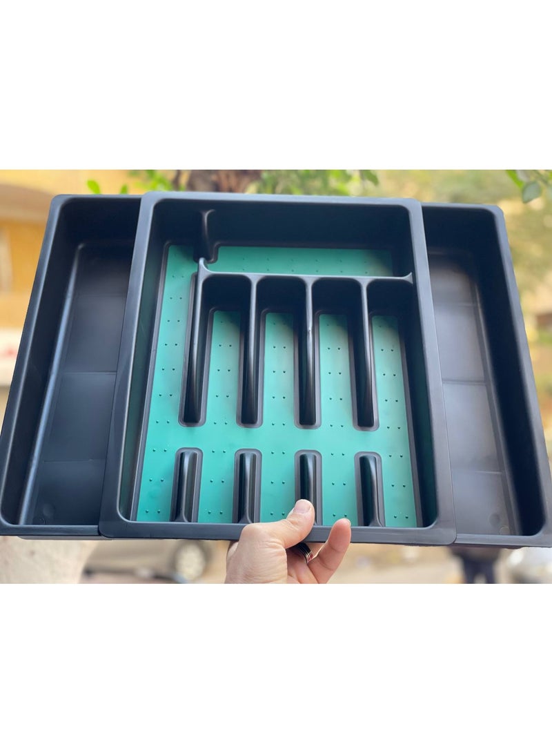 منظم درج معالق المطبخ قابل للتوسيع بلاستيك من الداخل جلد 8 خانه - Image 2