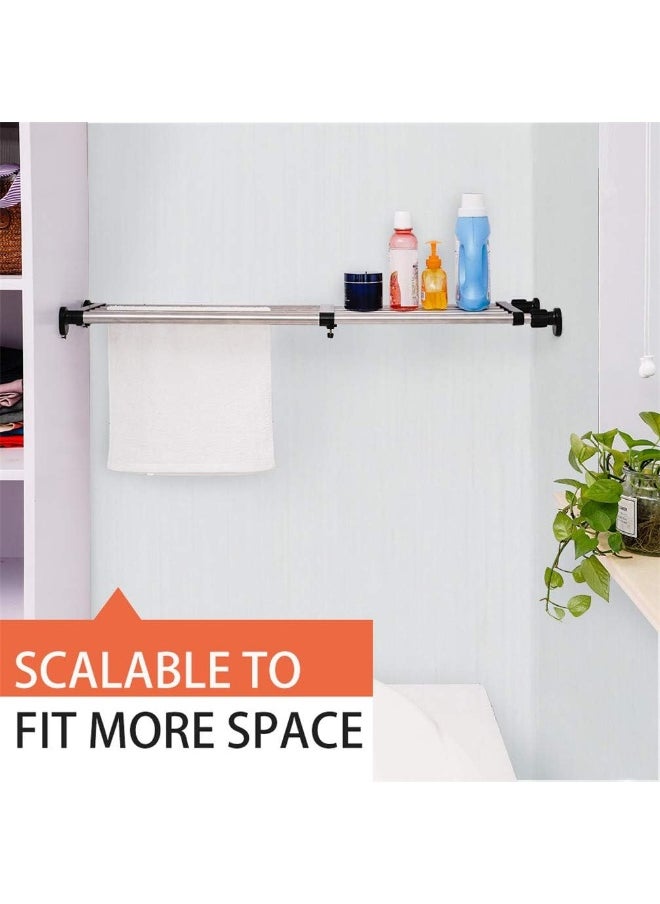 Generic - Hershii  Expandable Closet Tension Shelf Rod Adjustable Metal Clothes Storage Rack Cabinet Organizer Hanger Diy Divider Separator Shelves For Wardrobe Cupboard Kitchen Bathroom, Black - Image 1