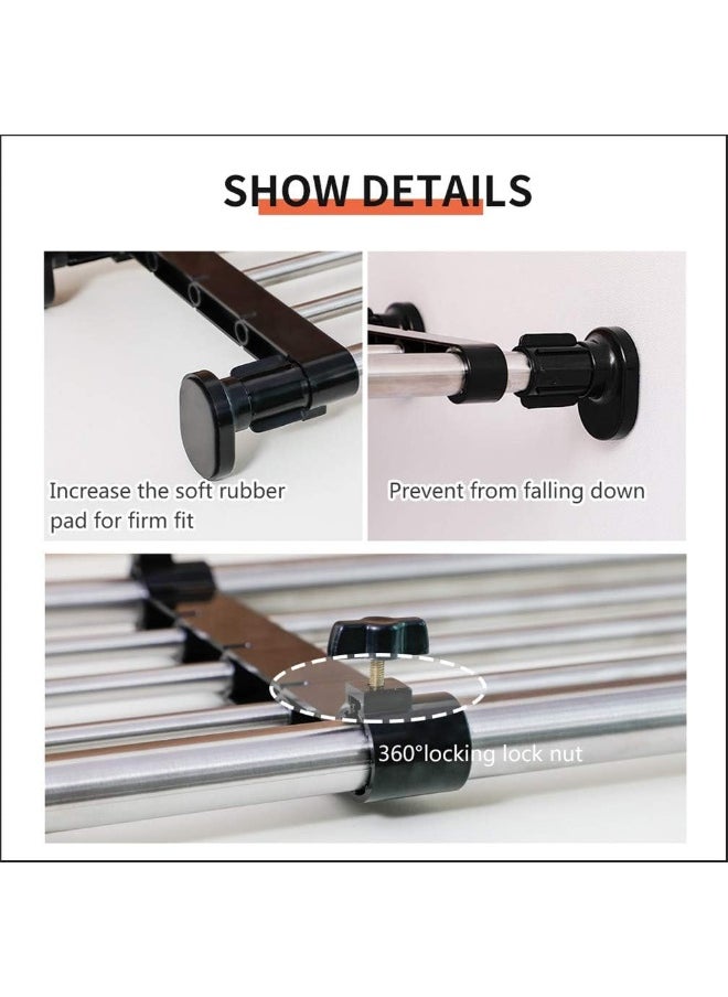 Generic - Hershii  Expandable Closet Tension Shelf Rod Adjustable Metal Clothes Storage Rack Cabinet Organizer Hanger Diy Divider Separator Shelves For Wardrobe Cupboard Kitchen Bathroom, Black - Image 1