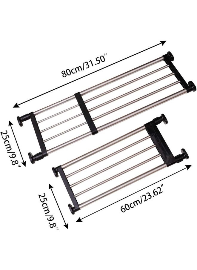 Generic - Hershii  Expandable Closet Tension Shelf Rod Adjustable Metal Clothes Storage Rack Cabinet Organizer Hanger Diy Divider Separator Shelves For Wardrobe Cupboard Kitchen Bathroom, Black - Image 1