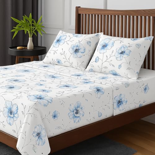 Cottington Lane King Bed Sheet Sets Ultra Soft Breathable Flower Bed Sheets with 2 Pillow Covers | 100% Microfiber Bedding Sheets (Ditsy Floral) - Image 2