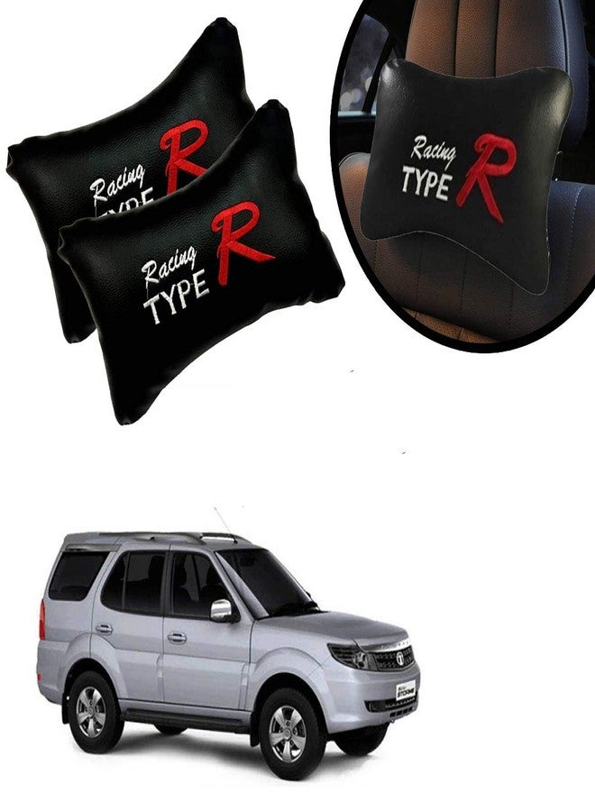 PulGos Black Leathertte Material Neck Rest Cushion in Type R Design for Car_562 - Image 1