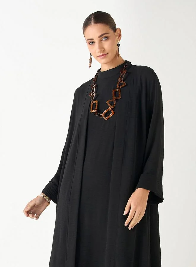 ايكونيك طقم مزدوج من الفساتين الطويلة ذات الياقة العالية