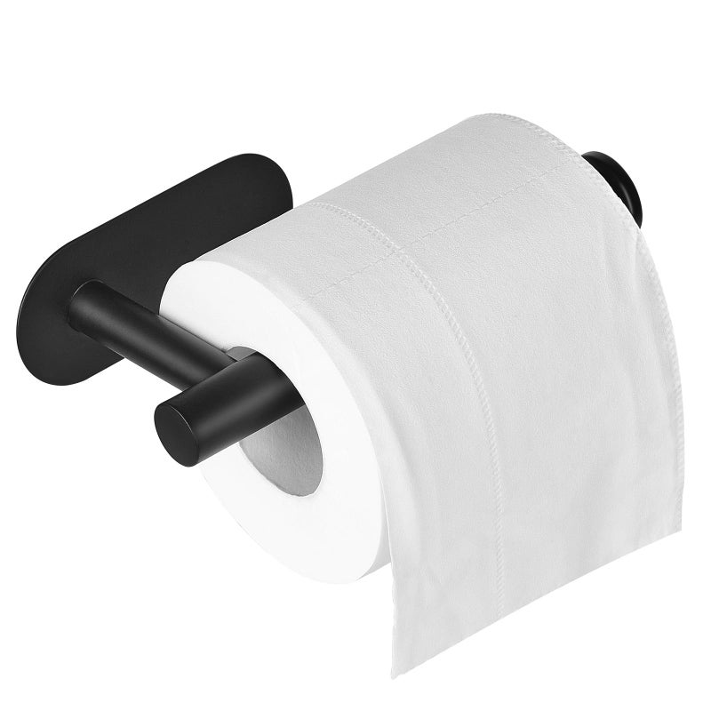 DGWHYC Self Adhesive Toilet Paper Holder Matte Black Toilet Paper Holder Rustproof 304 Stainless Steel for Bathroom Kitchen and Washroom 3M Wall Mount DGTPA21