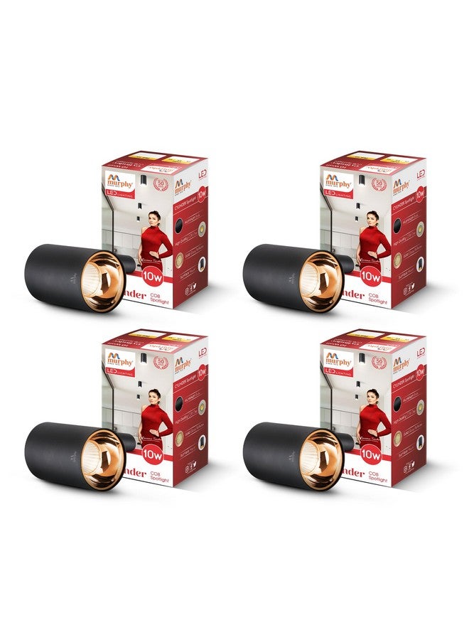 Murphy 10W Black Body Cylindrical Surface Mounted Spot Light Down Light (Natural White, Pack of 4) - Image 1