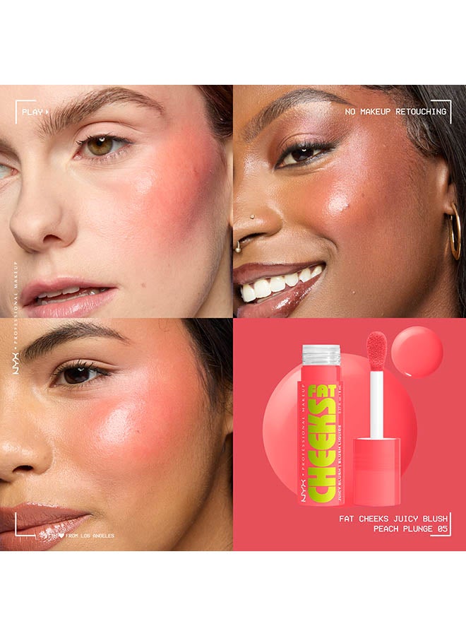 NYX PROFESSIONAL MAKEUP Fat Cheeks Juicy Blush, Liquid Blush, 12 HR Wear, Peach Plunge - Image 4