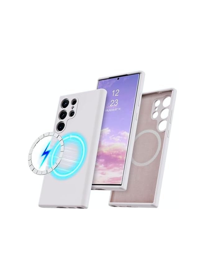 erorex Silicone Magnetic Designed for Galaxy S24 Ultra Case 5G, [Compatible with Mag-Safe] Lightweight Slim Soft Shockproof Bumper Phone Cover for Galaxy S24 Ultra, White  - Image 2