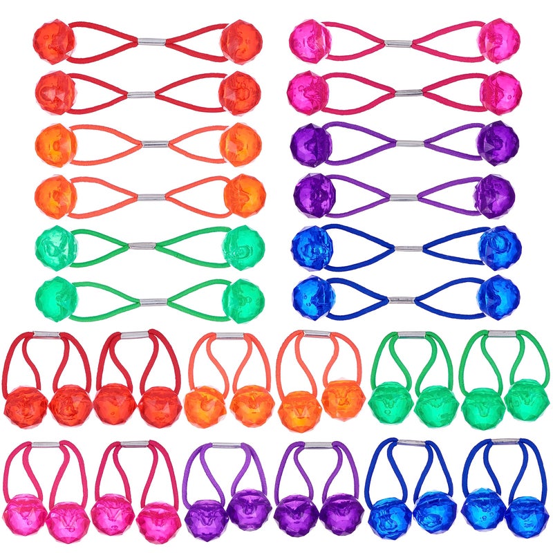 Expressions 24pc Ponytailers Ponytail Balls Hair Elastics, 16mm Diamond-Cut Gem-Shaped Bright Multicolored Twin Hair Beads Bauble Hair Ties Ponytail Holders, Toddler Kids Hair Ties,Value Pack - Image 2