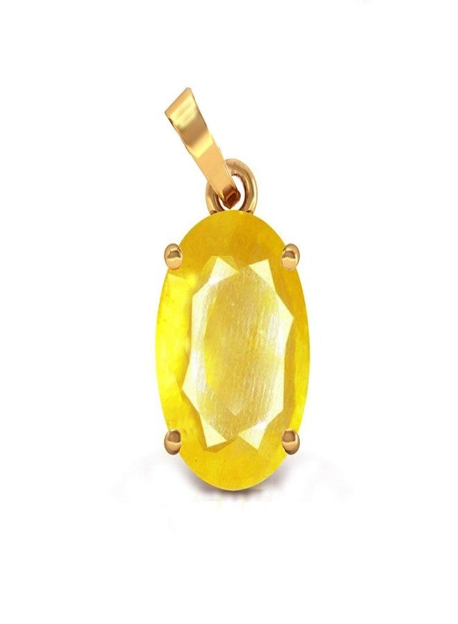 Akshita Gems Akshita الأحجار الكريمة الطبيعية المعتمدة 7.25 راتي 6.25 قيراط الياقوت الأصفر Pukhraj الأحجار الكريمة Panchadhatu قلادة المنجد للرجال والنساء - Image 1