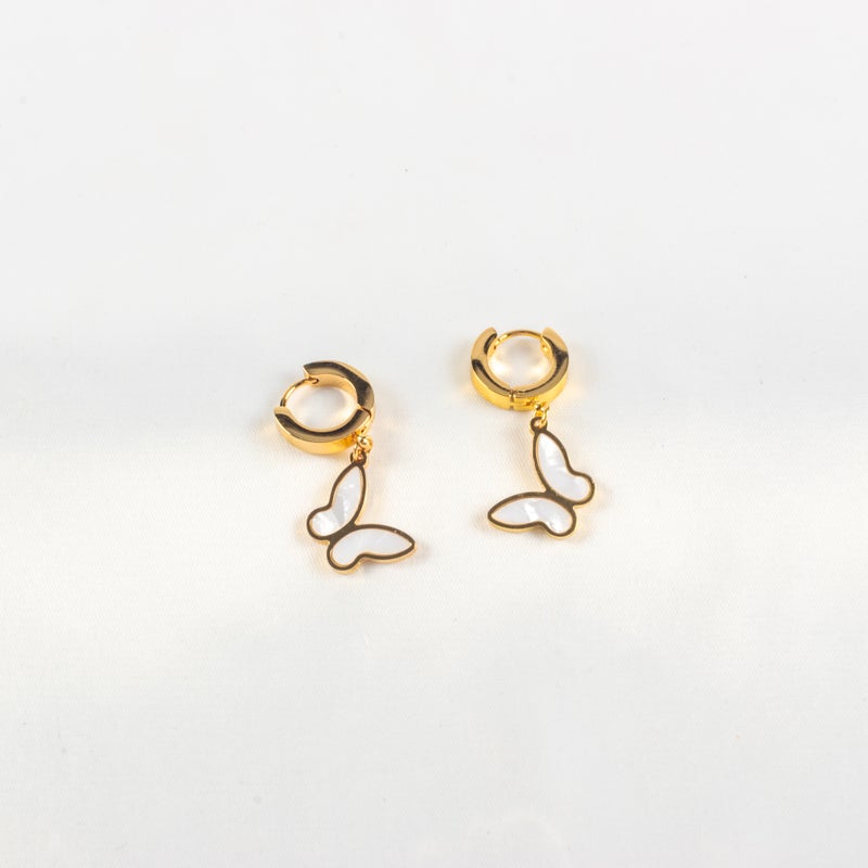 Golden White Stainless Steel Butterfly Earring