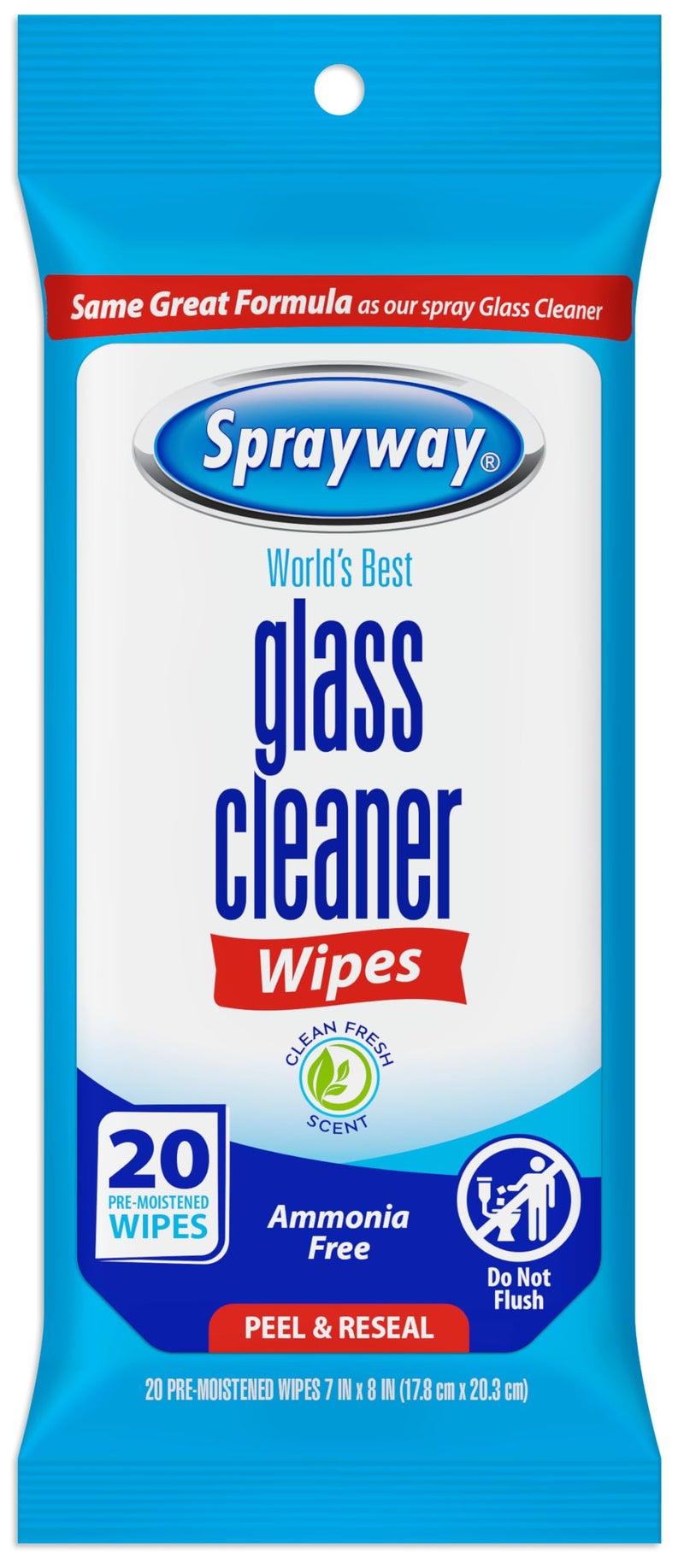 Sprayway SW199R Ammonia-Free Glass Cleaner Wipes, Fresh Scent, 20 Count - Image 1