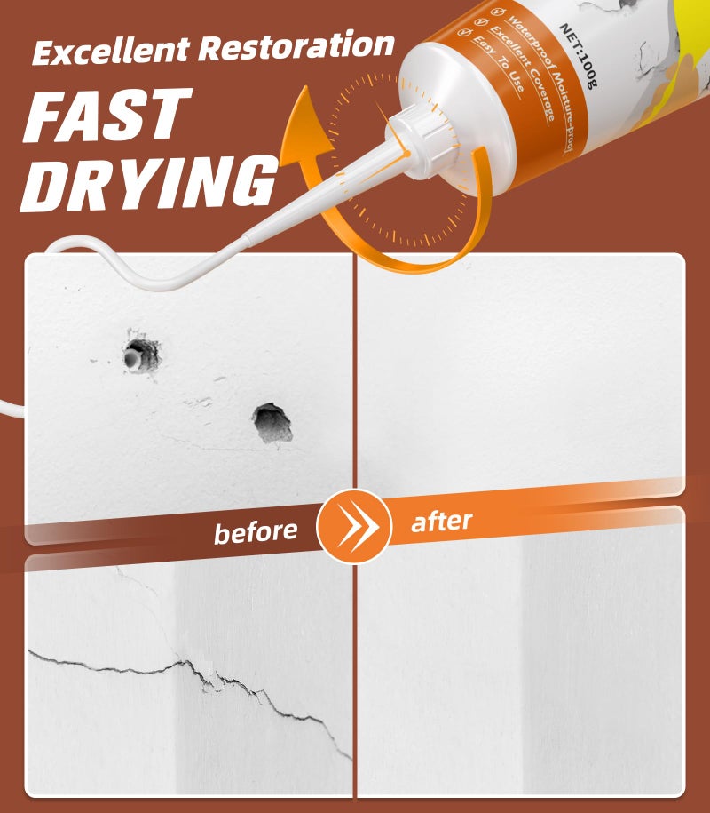 NINGOO Drywall Repair Kit,Wall Patch Repair Kit,2 Pack Wall Patching Agent,Simple Filling of Wall Holes & Efficient Crack Repair, Plaster Wall Repair,Apartment Friendly - Image 4