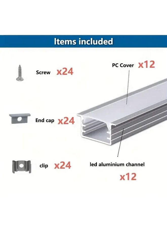12pcs Silvery Aluminum U Shaped LED Strip Mounting Clips With White Covers Easy Install - Image 5