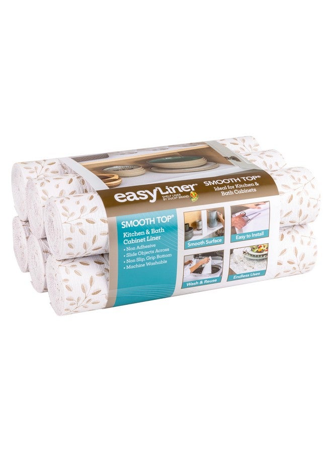 Duck Smooth Top EasyLiner for Cabinets & Drawers - Easy to Install & Cut to Fit - Shelf Paper & Drawer Liner Non Adhesive - Non Slip Shelf Liner - 20in. x 6ft. - 6 Roll Project Pack - Taupe Buds  - Image 1