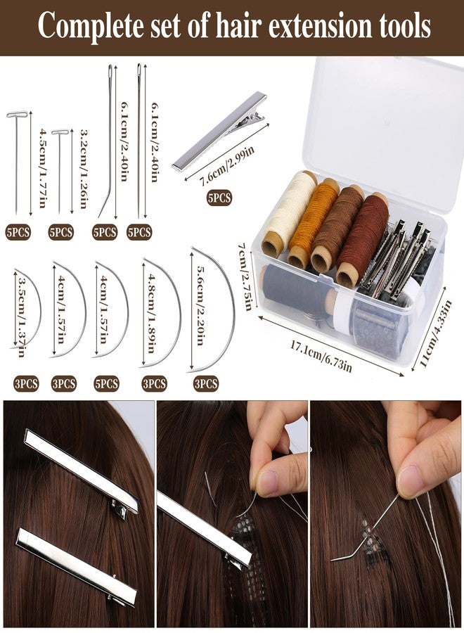 Fedmut 2500 PCS Extension Beads, Hair Extension Micro Beads, 5 Rolls Sewing Threads, 5 Metal Hair Clips, Hair Extension Kit for Hair Extensions Hand Sewing Wig DIY Craft - Image 4