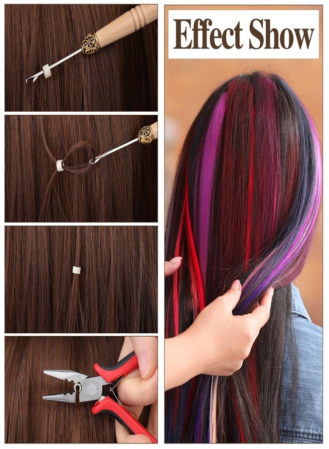 Fedmut 2500 PCS Extension Beads, Hair Extension Micro Beads, 5 Rolls Sewing Threads, 5 Metal Hair Clips, Hair Extension Kit for Hair Extensions Hand Sewing Wig DIY Craft - Image 5