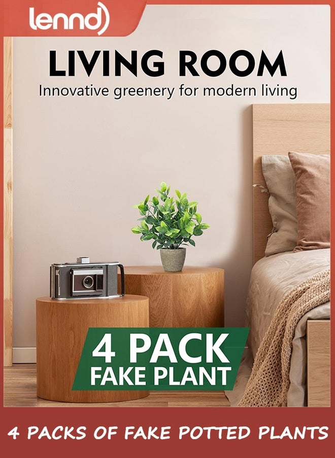 LENND 4 Pack Fake Plants Ceramic Mini Artificial Greenery Potted Plants for Home Decor Office Decor Room Decor Farmhouse Decor Indoor Table Bathroom Decor - Image 5