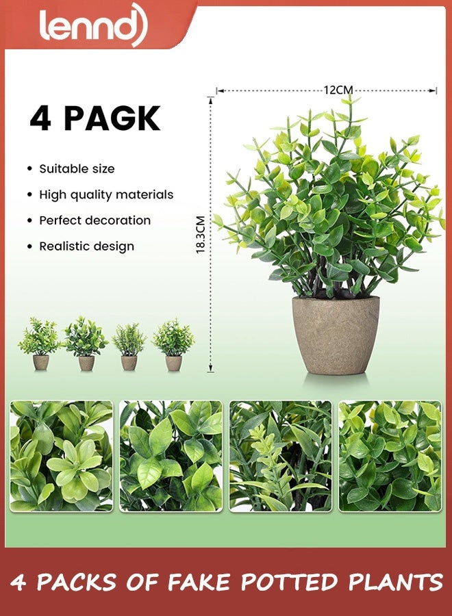LENND 4 Pack Fake Plants Ceramic Mini Artificial Greenery Potted Plants for Home Decor Office Decor Room Decor Farmhouse Decor Indoor Table Bathroom Decor - Image 3