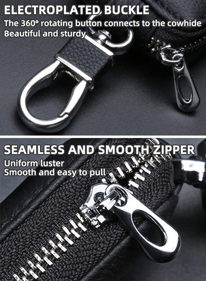 Beauenty Car Key Bag Holder, Leather Car Key Chain Bag Car Remote Keychain Holder, Car Smart Keychain Bag Key Bag With Keychain, Unisex, Keychain Protective Case Car Accessories (Black) - Image 3