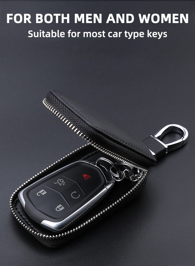 Beauenty Car Key Bag Holder, Leather Car Key Chain Bag Car Remote Keychain Holder, Car Smart Keychain Bag Key Bag With Keychain, Unisex, Keychain Protective Case Car Accessories (Black) - Image 5