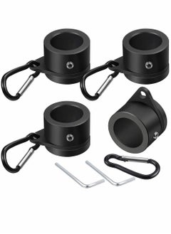 SYOSI Flag Pole Rings, Aluminum Alloy Mounting Rings, 360 Degree Rotating Flagpole, Anti Wrap Flag Pole with Clip Hook, for 1 Inch Diameter Flag Pole 4 Pieces (Black)  - Image 1