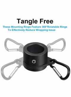 SYOSI Flag Pole Rings, Aluminum Alloy Mounting Rings, 360 Degree Rotating Flagpole, Anti Wrap Flag Pole with Clip Hook, for 1 Inch Diameter Flag Pole 4 Pieces (Black)  - Image 3