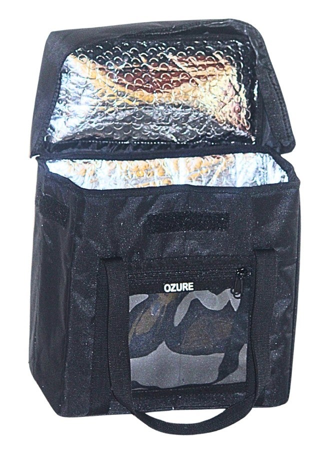 Ozure Small Insulated Hanging Storage Bag | 1000D Nylon | Foldable with Velcro Closure & Front Zipper Pocket | Aluminum Foam Lining | Durable & Easy to Clean (Black, S) - Image 2