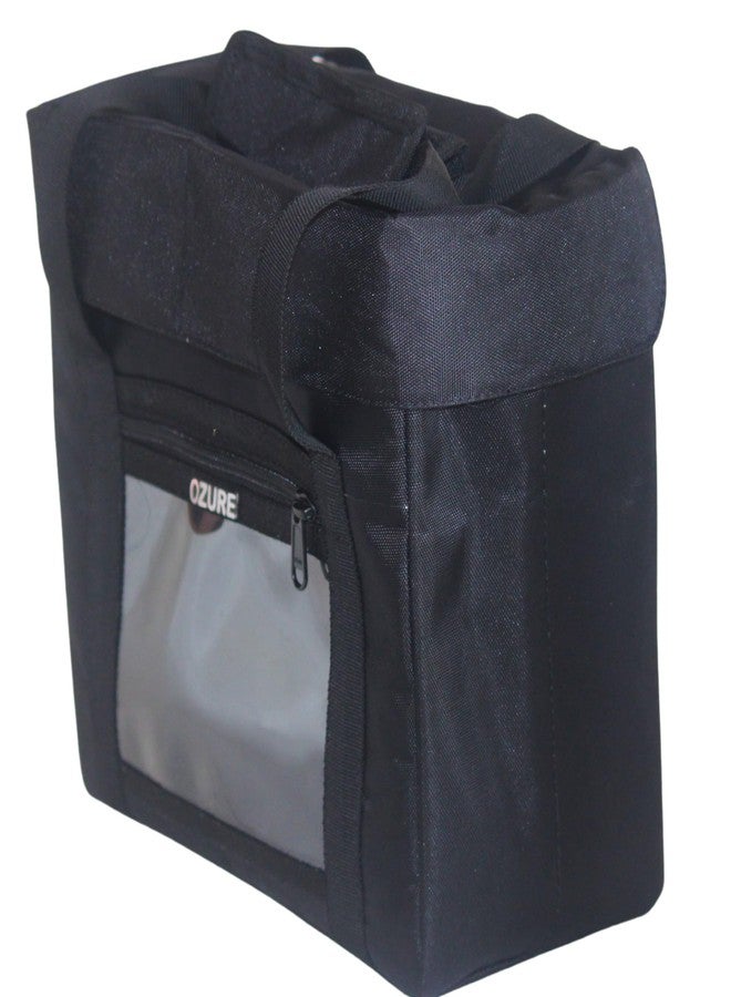 Ozure Small Insulated Hanging Storage Bag | 1000D Nylon | Foldable with Velcro Closure & Front Zipper Pocket | Aluminum Foam Lining | Durable & Easy to Clean (Black, S) - Image 1