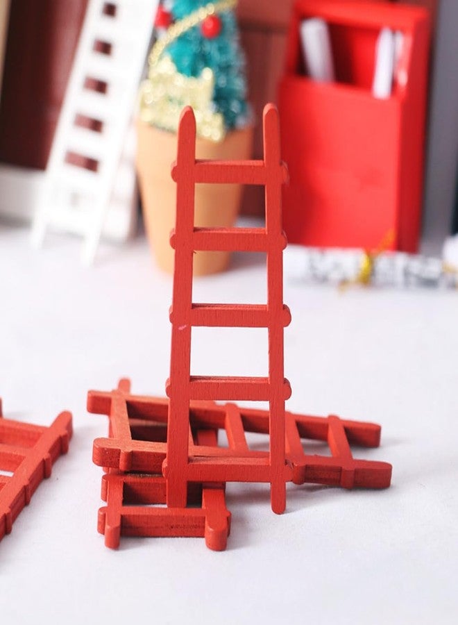 BESTonZON 12pcs Mini Wooden Ladder Ladders Model Rustic Decor Wood Micro s Mini Furniture Step Wood Toys Ornament House Wooden s Desktop Small Red - Image 2