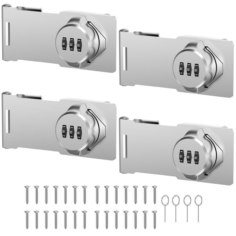 YogePote 4 Packs Mechanical Password Rotary Hasp Locks  Cabinet Locks With Combination  Door Security Gate Locks For Small Doors  Cabinets  Barn Door  Bathroom  Outdoor  Closet  Fence - Image 1