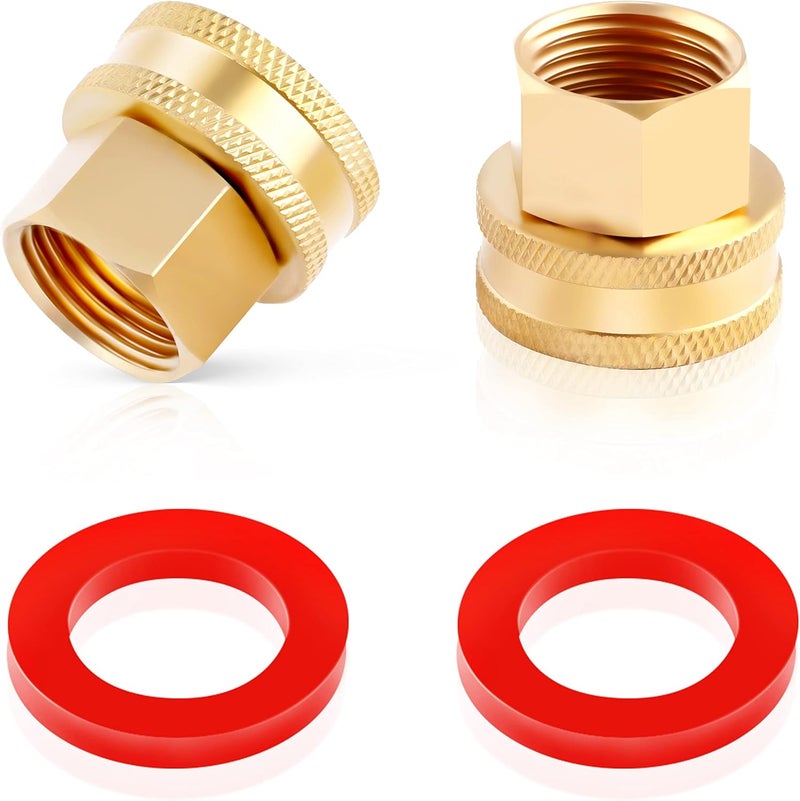 LitOrange 2 Pack Lead-Free Brass Garden Hose Threaded 3/4" GHT to 1/2 NPT Fitting Connect, Green Thumb Quick Swivel Connector Adapter, Double Female Thread 3/4" x 1/2" NPT Pipe - Image 1