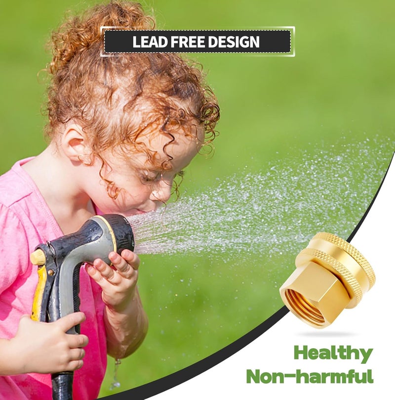 LitOrange 2 Pack Lead-Free Brass Garden Hose Threaded 3/4" GHT to 1/2 NPT Fitting Connect, Green Thumb Quick Swivel Connector Adapter, Double Female Thread 3/4" x 1/2" NPT Pipe - Image 5