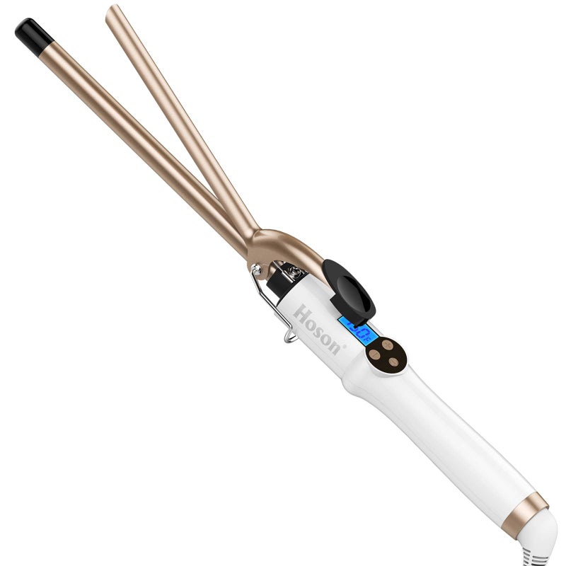 Hoson 12 Inch Curling Iron Professional Ceramic Tourmaline Curl Wand Barrel Hair Curler Iron for Long  Short HairGlove Include Gold