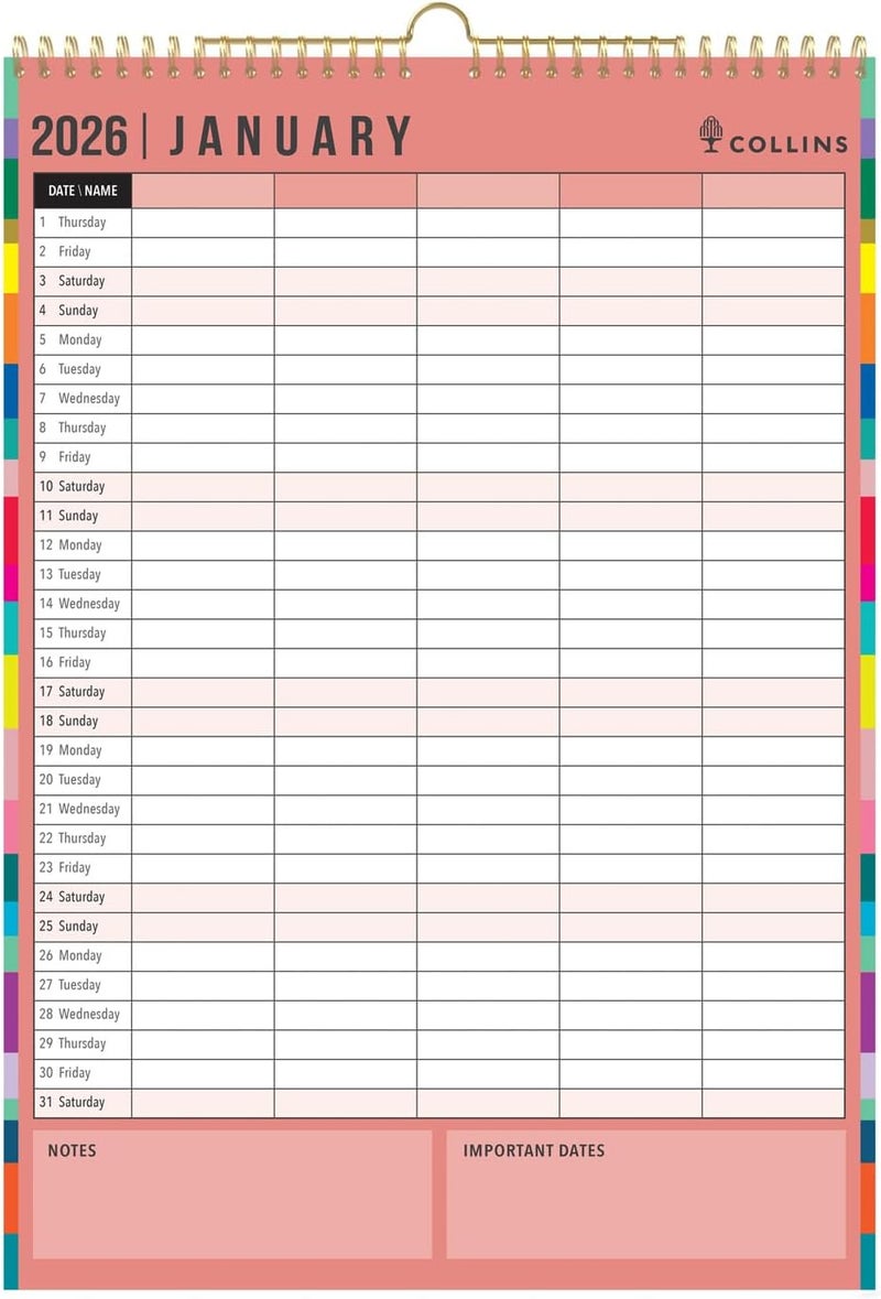 Collins تقويم حائط شهري كولينز - إيدج قوس قزح 2026 (EDFC135-26) - Image 2