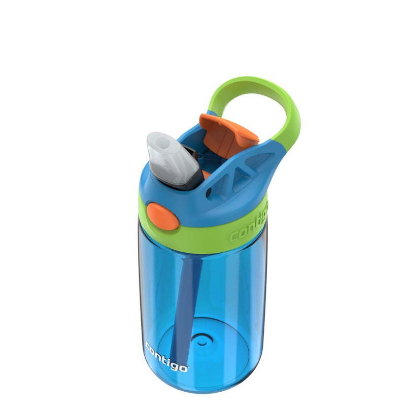 Contigo Autospout Kids Water Bottle  14oz  Single Pack  Blue Poppy/Cool Lime - Image 4