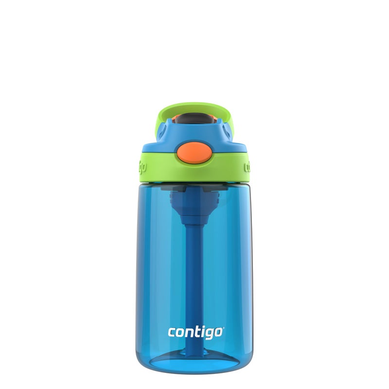 Contigo Autospout Kids Water Bottle  14oz  Single Pack  Blue Poppy/Cool Lime - Image 1