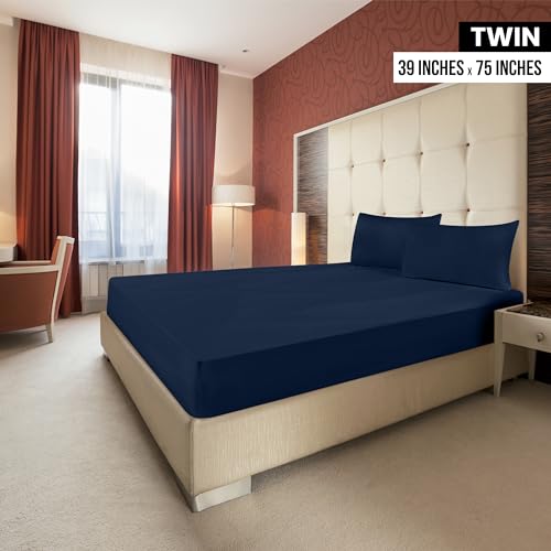 Utopia Bedding Twin Fitted Sheet - Bottom Sheet - Deep Pocket - Soft Microfiber - Shrinkage and Fade Resistant - Easy Care - 1 Fitted Sheet Only (Navy) - Image 2