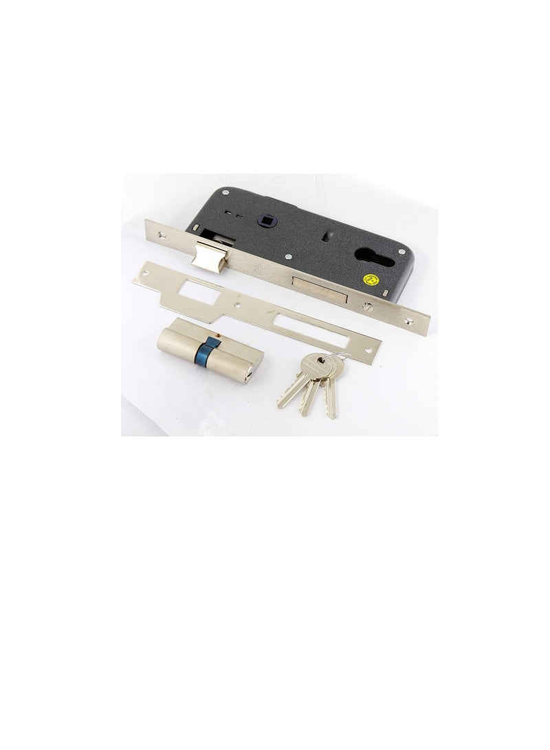 ROBUSTLINE Robustline Door Lockset (Handle and Lockbody) | 85MM Centre to Centre | Blackish Silver | Flat Handle - Image 3