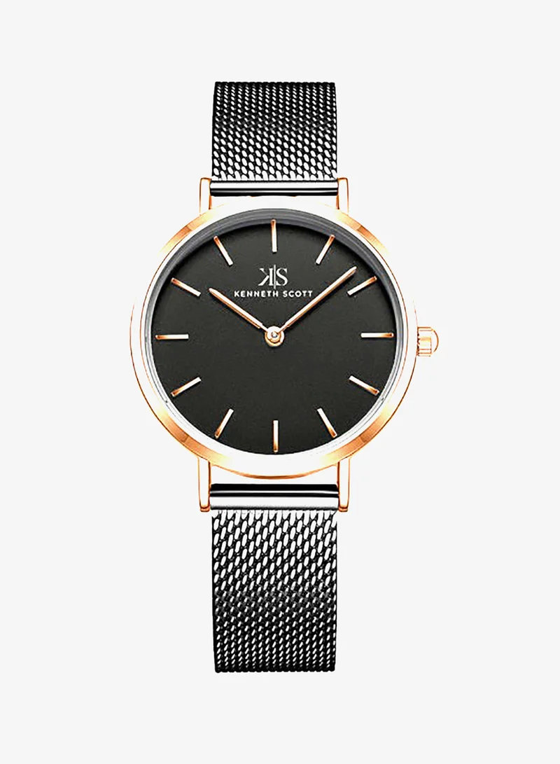 Kenneth Scott black Women's Stainless Steel Analog Watch K22519-KMBB - 32.3 mm for Women | Best Price UAE