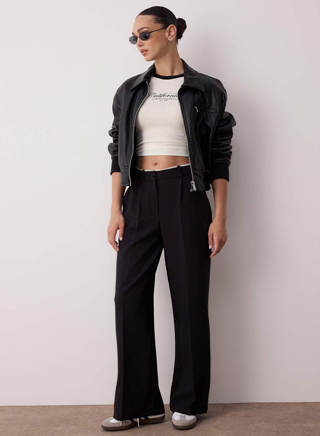 trendyol Black Belt Detailed Wide Leg Trousers - Image 1